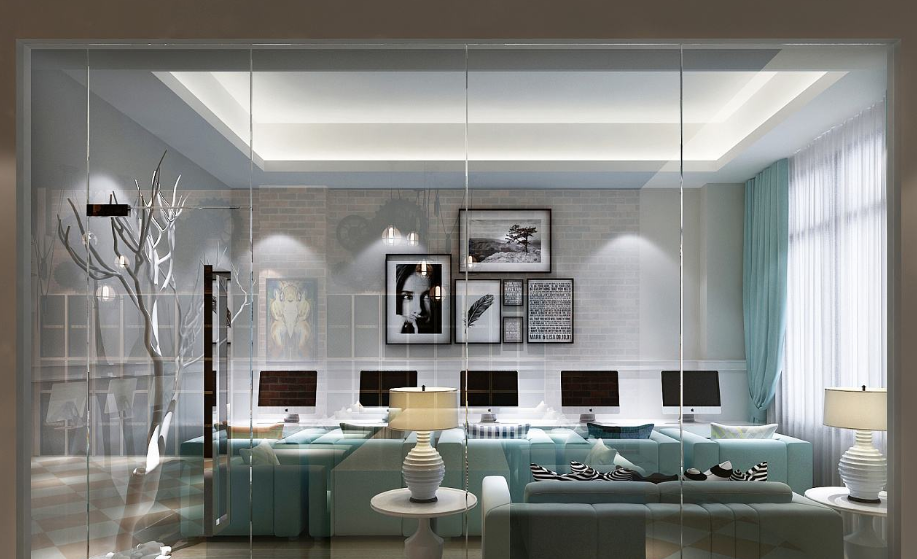 現(xiàn)代風格網(wǎng)咖裝修效果圖