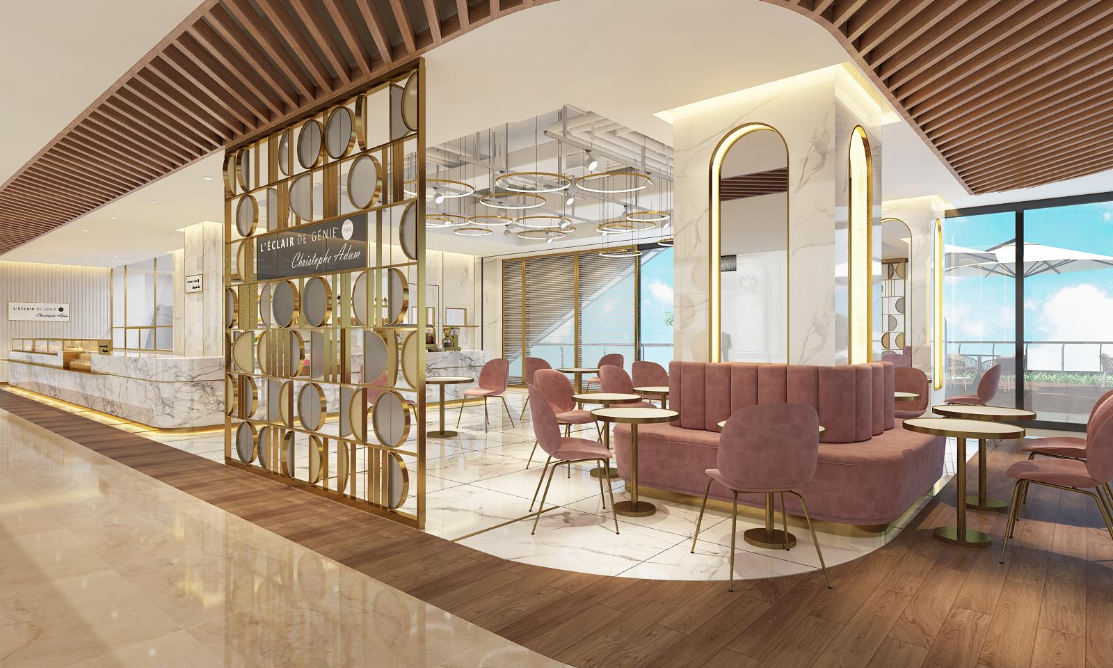 國(guó)外商場(chǎng)面包店外立面裝修效果圖